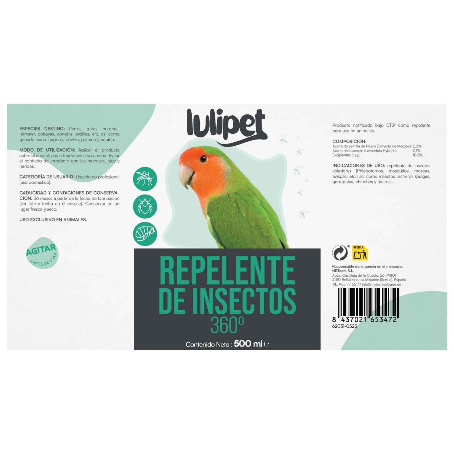 Spray Repelentes de insectos Aves 500 ml, , large Imagen numero 2