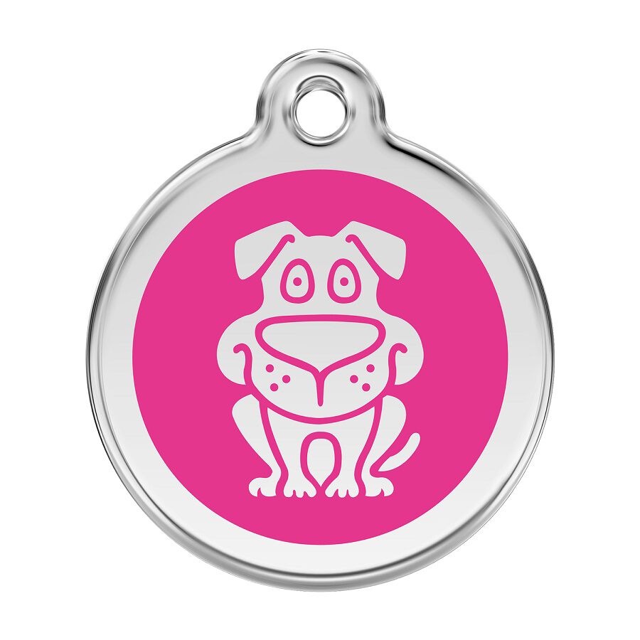 Placa identificativa Acero Inoxidable Esmalte Perro Rosa Fuerte para perros, , large Imagen numero 1
