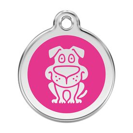 Red dingo Placa identificativa Acero Inoxidable Esmalte Perro Rosa Fuerte para perros