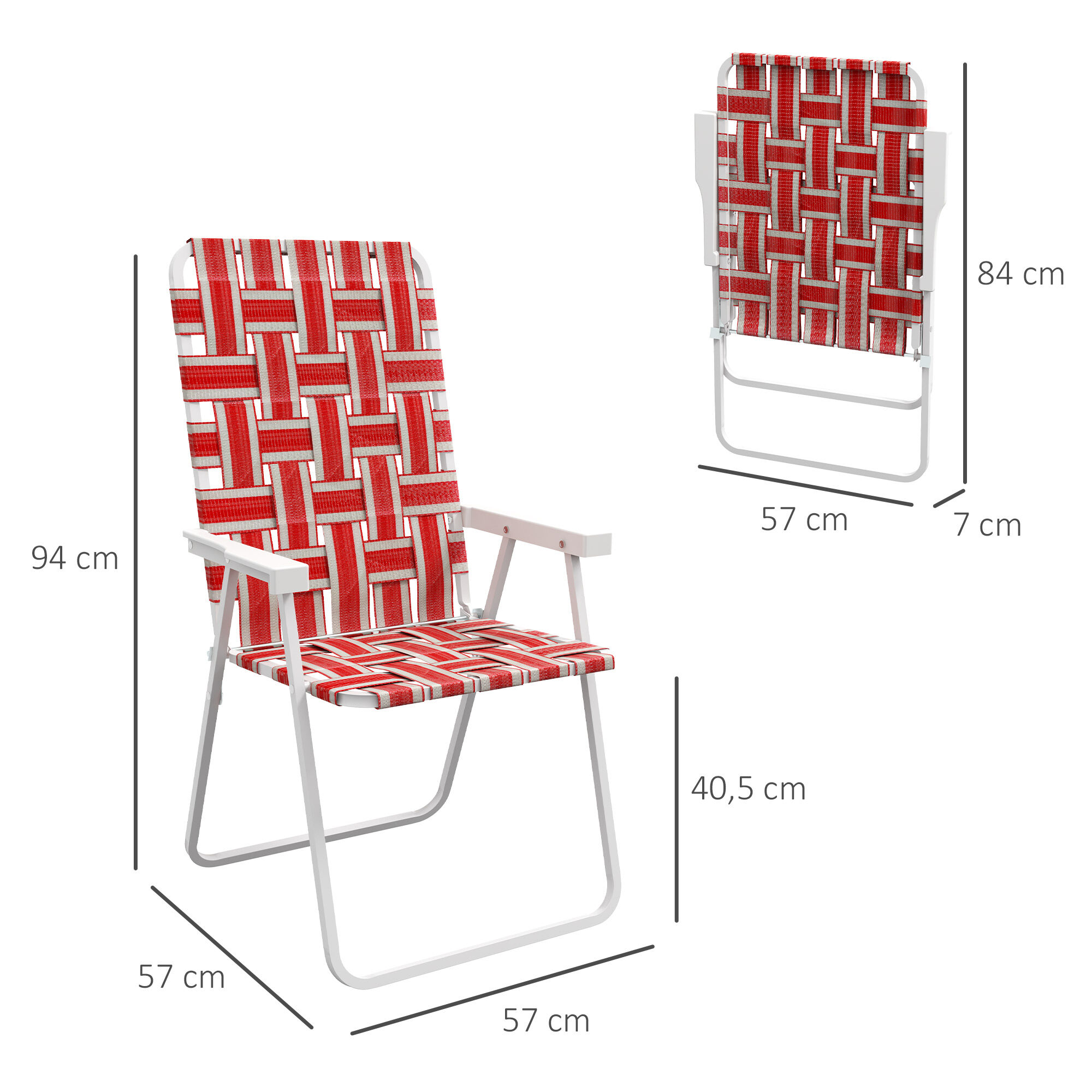 Outsunny Sillas Plegables Rojo, , large Imagen numero 3