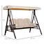 Outsunny Columpio Balancín de Jardín de 3 Plazas con Techo Parasol 2 Cojines Bandeja para Bebidas y Marco de Metal para Terraza Balcón Exterior Carga Max. 360 kg 207x120,5x174 cm Beige, , large indicador imagen numero 3