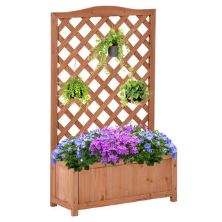 Outsunny Jardinera con Enrejado Marrón