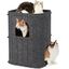 Fukumaru Cueva para Gatos de 2 Pisos Color Gris | Casa para Gatos Multinivel para Varios Gatos, Lana Natural, Dise&ntilde;o Moderno para Hogar, Estable, Plegable y F&aacute;cil de Limpiar, , large indicador imagen numero 1