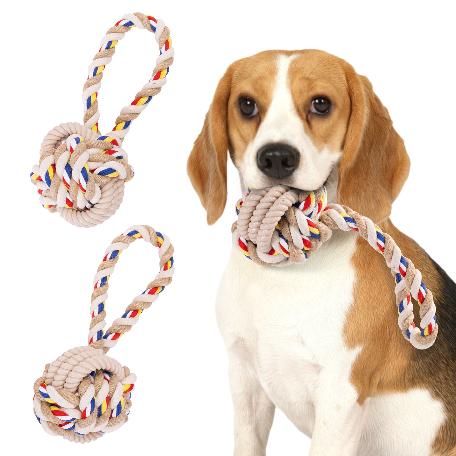 Nobleza Correa de Juguetes Interactivos para Perros 2 Pack Juguete Perro de Cuerda de Algodon 100 Natural Juguete Indestructible para la Denticion del Cachorro Juguete de Tira y Afloja 20cm Tiendanima...