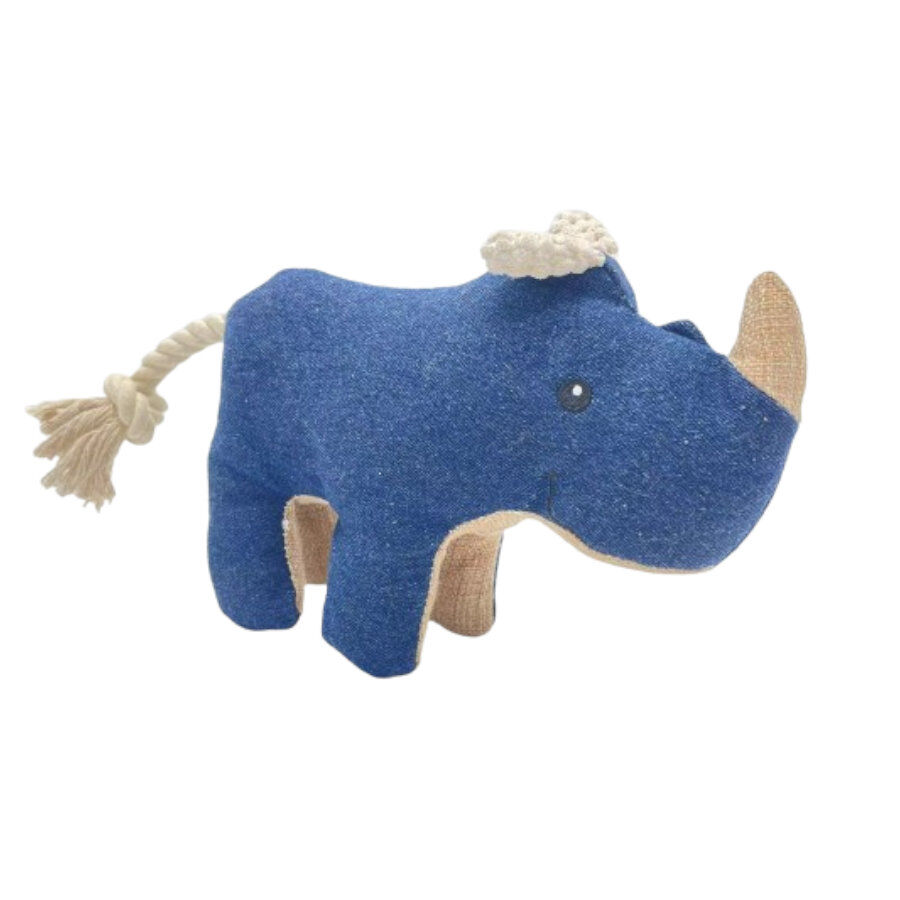 Tootoy! Comfort Denim Rhino peluche con sonido para perros, , large Imagen numero 2