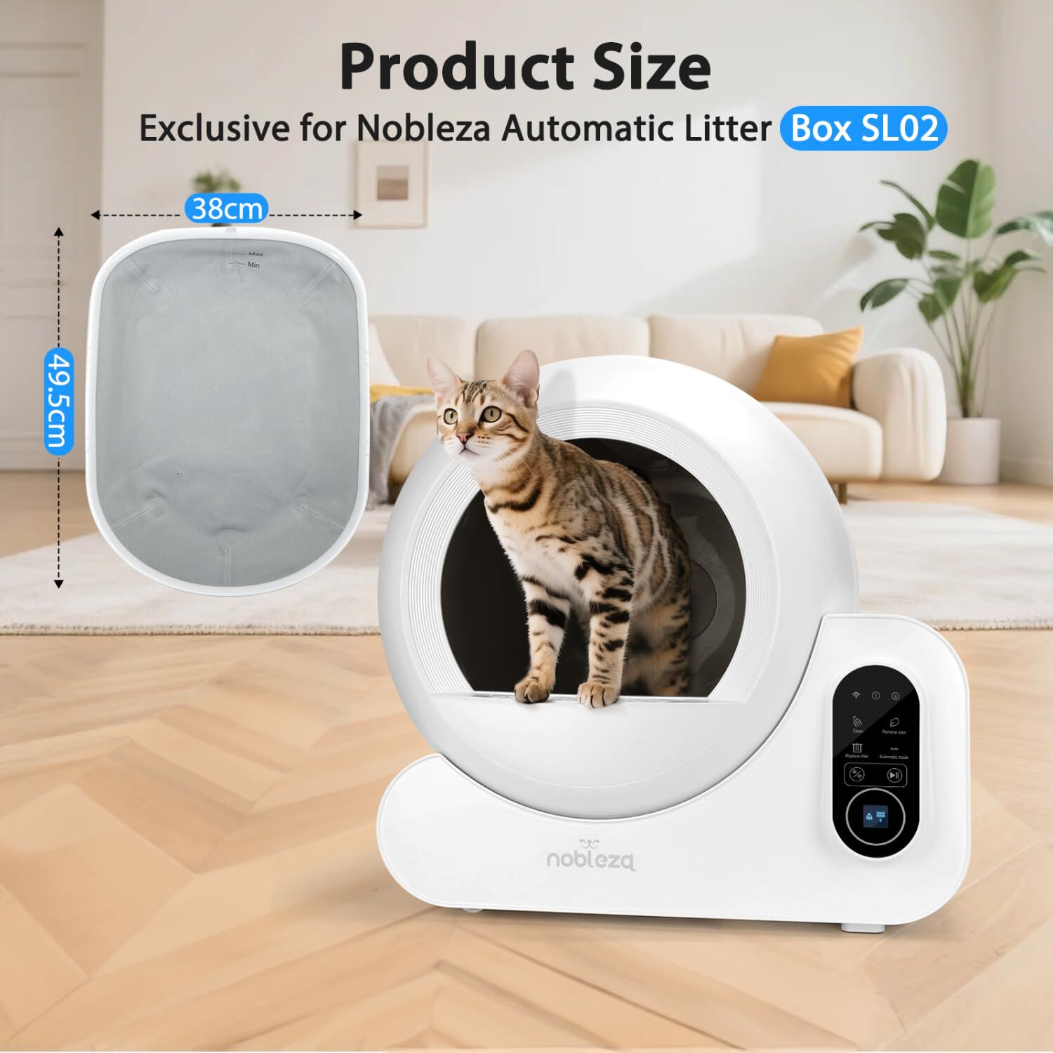 Nobleza Alfombrilla Protectora para Caja de Arena Autolimpiante SL02 | Impermeable, Antiarrugas y a Prueba de Derrames | Dise&ntilde;o Exclusivo con Perfil en U | F&aacute;cil Instalaci&oacute;n y Limpieza, , large Imagen numero 2