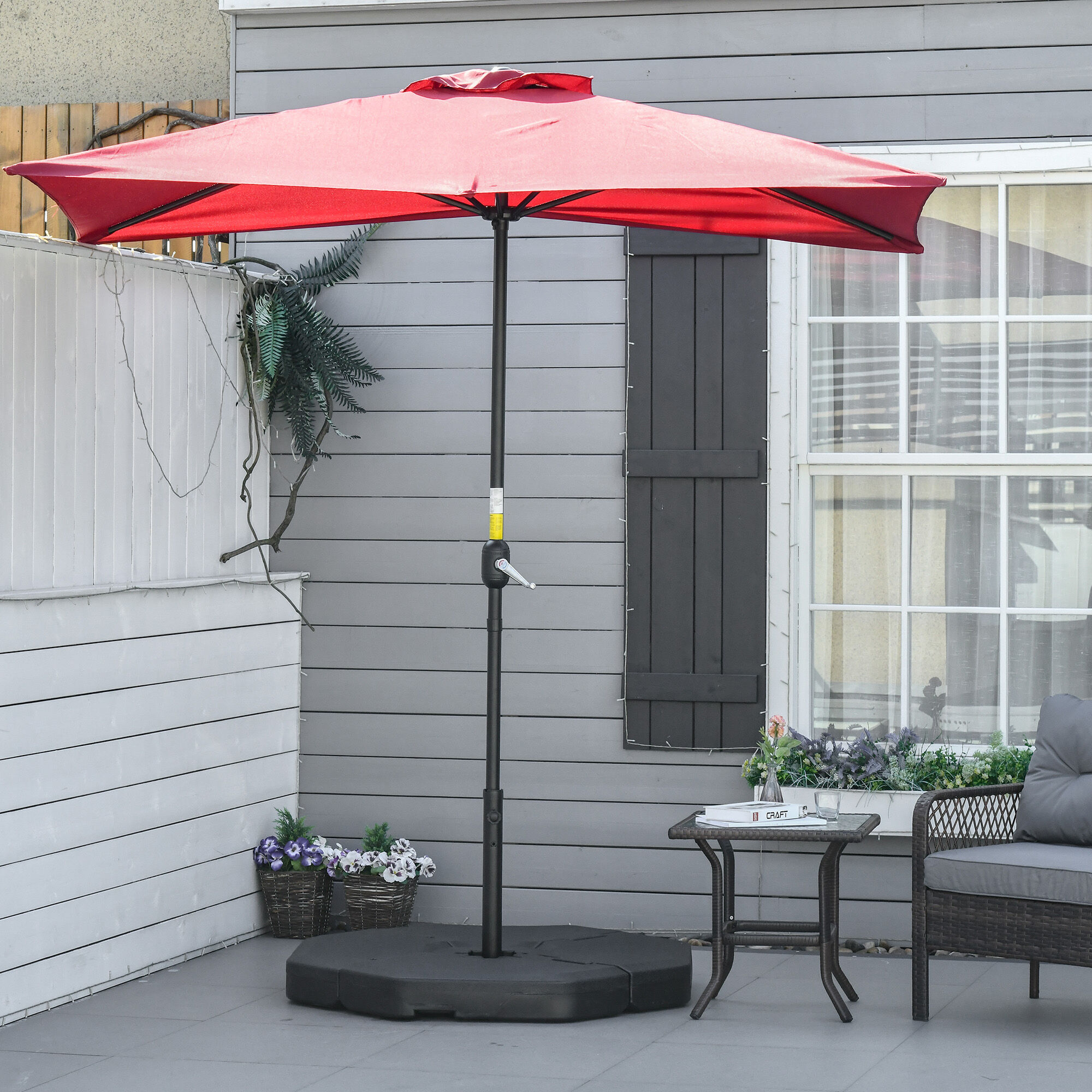 Outsunny 4 Pesos para Base de Sombrilla Rellenable de Agua 104 kg Arena 125 kg o Mixto 140 kg 4 Piezas para Base Cruzada de Parasol para Jard&iacute;n Exterior 109x109x13 cm Negro, , large Imagen numero 2