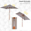 Outsunny Sombrilla de Jardín 200x150x235 cm Parasol de Jardín Rectangular con Ángulo Ajustable Anti-UV Impermeable y Poste de Madera para Playa Patio Exterior Gris, , large indicador imagen numero 4
