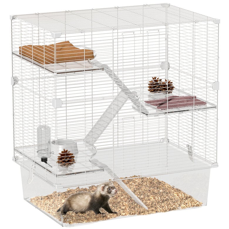 PawHut Jaula Animales Pequeños Blanco