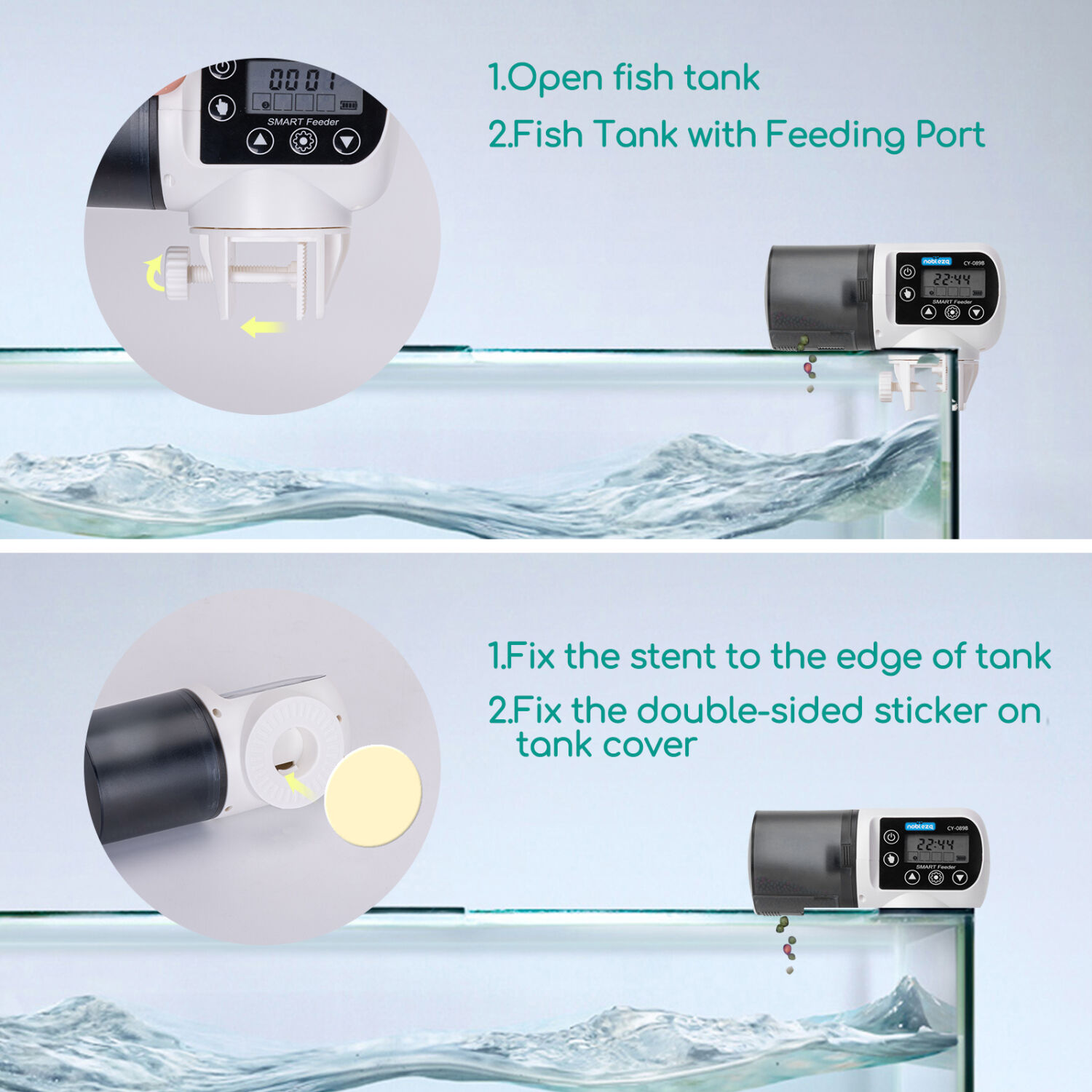 Nobleza - Alimentador Autom&aacute;tico Acuarios con Temporizador, Dispensador Comedero Acuario con Pantalla LCD para d&iacute;as Festivos y Fines de Seman, , large Imagen numero 4