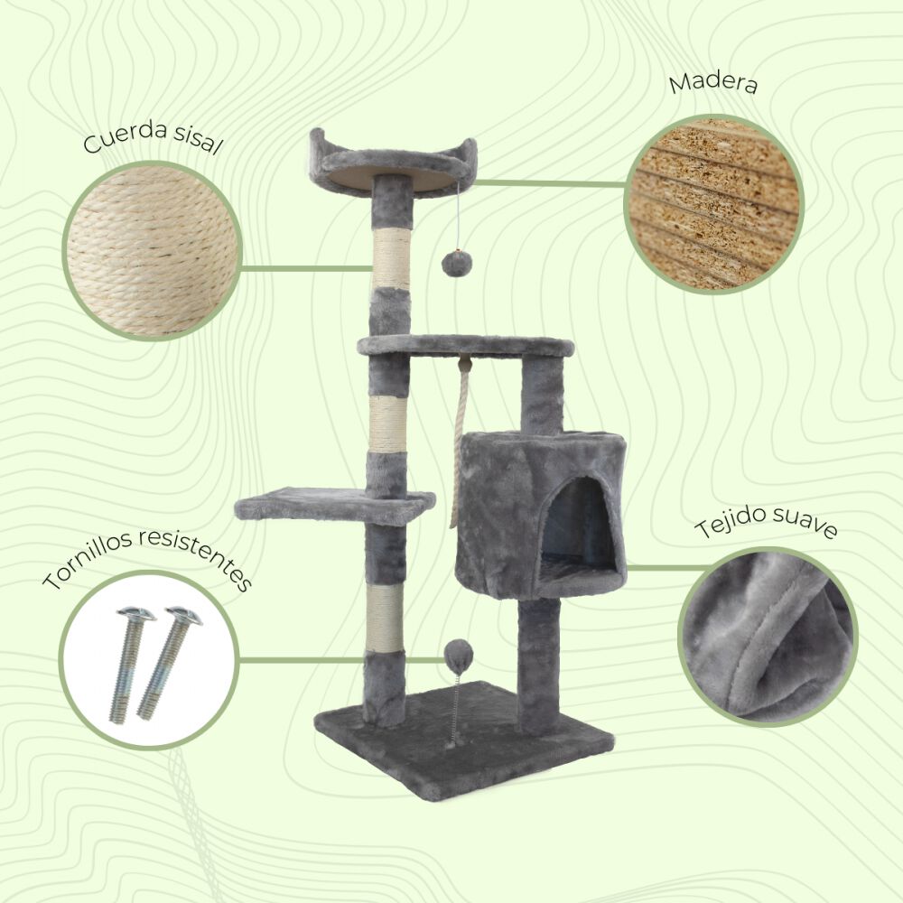 &Aacute;rbol rascador para gatos gris, , large Imagen numero 3