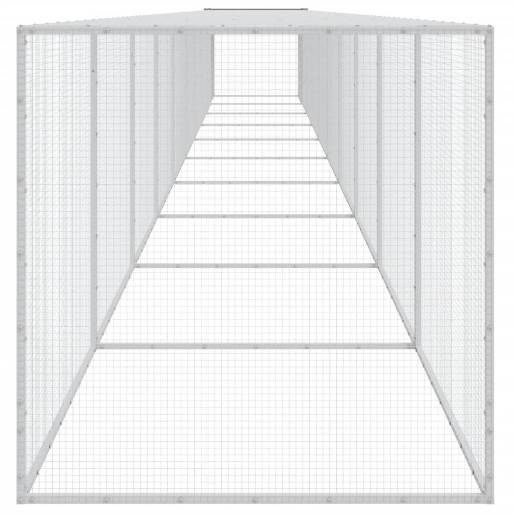 vidaXL Gallinero con techo acero galvanizado gris claro para gallina thumbnail