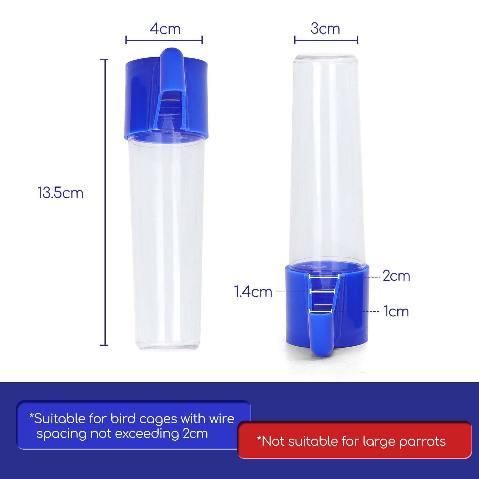 Nobleza - 2 x Bebedero de Pl&aacute;stico en Voladeras para P&aacute;jaros, Bebedero Autom&aacute;tico y Comedero 90ml - Adecuado para Aves de Compa&ntilde;&iacute;a Peque&ntilde;as y Medianas como Canarios y Periquitos, , large Imagen numero 5