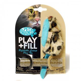 Ratón de peluche Play And Fill relleno de hierba gatuna para gatos