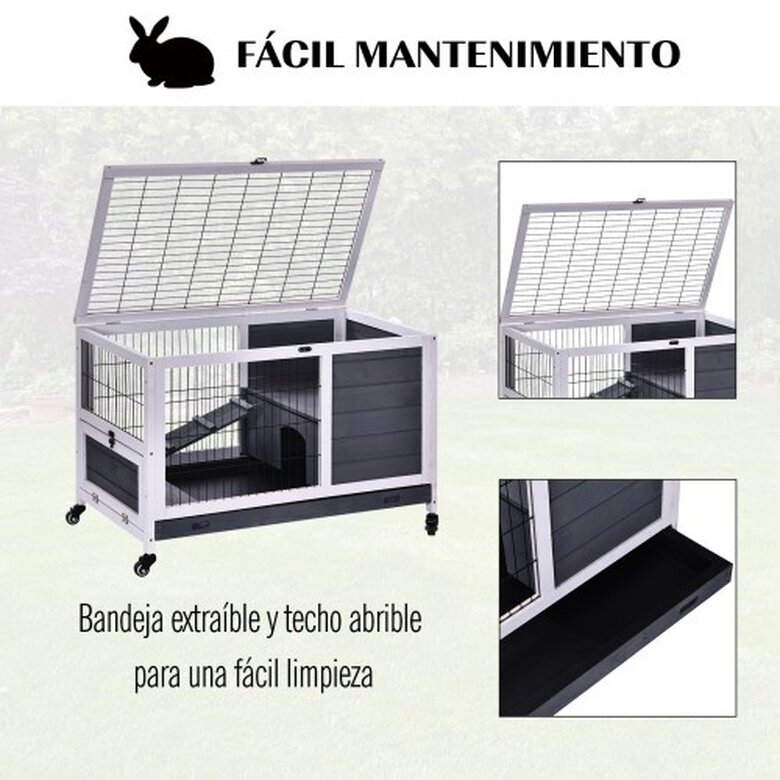 Pawhut conejera portátil con techo abatible para mascotas, , large image number null