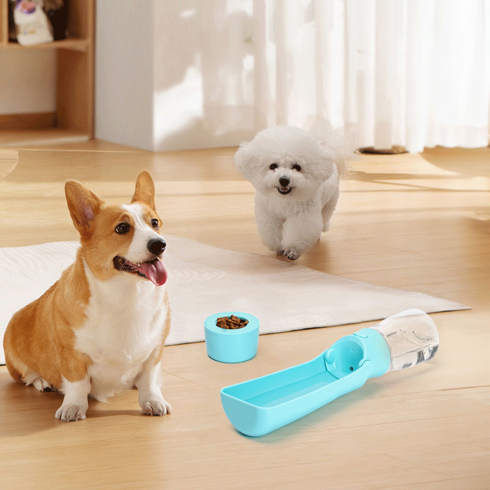 Nobleza 320ML Botella de Agua para Mascotas, 180&deg;Plegable Botellas de Agua para Perro Gato con Bot&oacute;n de Bloqueo y Filtro de Carb&oacute;n Activado para Acampar a Pie Todos los D&iacute;as, , large Imagen numero 5