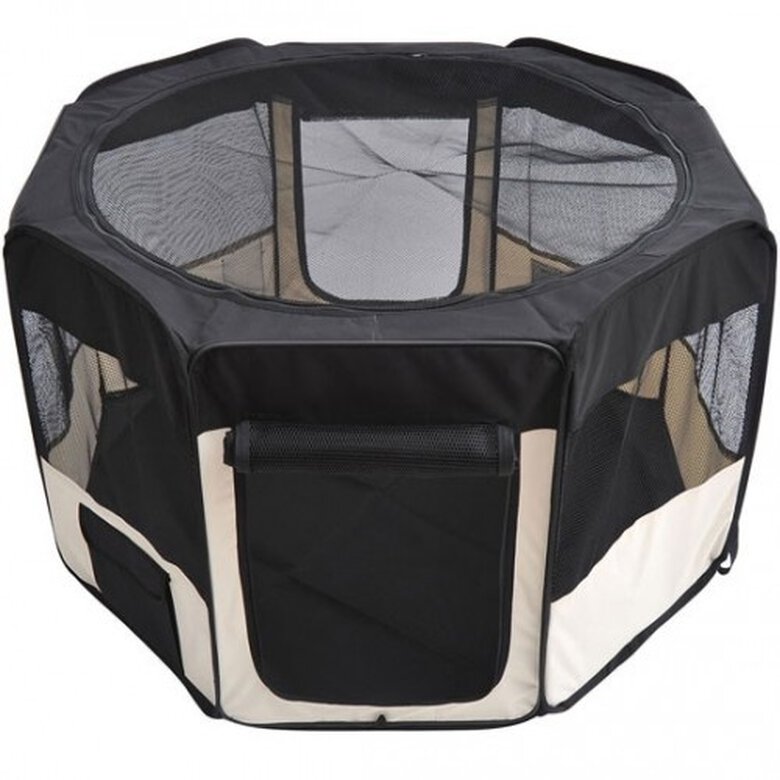 Pawhut parque plegable negro y beige para perros Tiendanimal