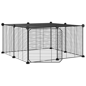 VidaXL Jaula de metal con parte superior cerrada negra para Perros
