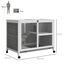 PawHut Conejera de Madera con Ruedas 91,5x53,3x73 cm Jaula para Conejos de 2 Niveles con Techo Abatible Bandeja Extraíble y Rampa Gris, , large indicador imagen numero 3