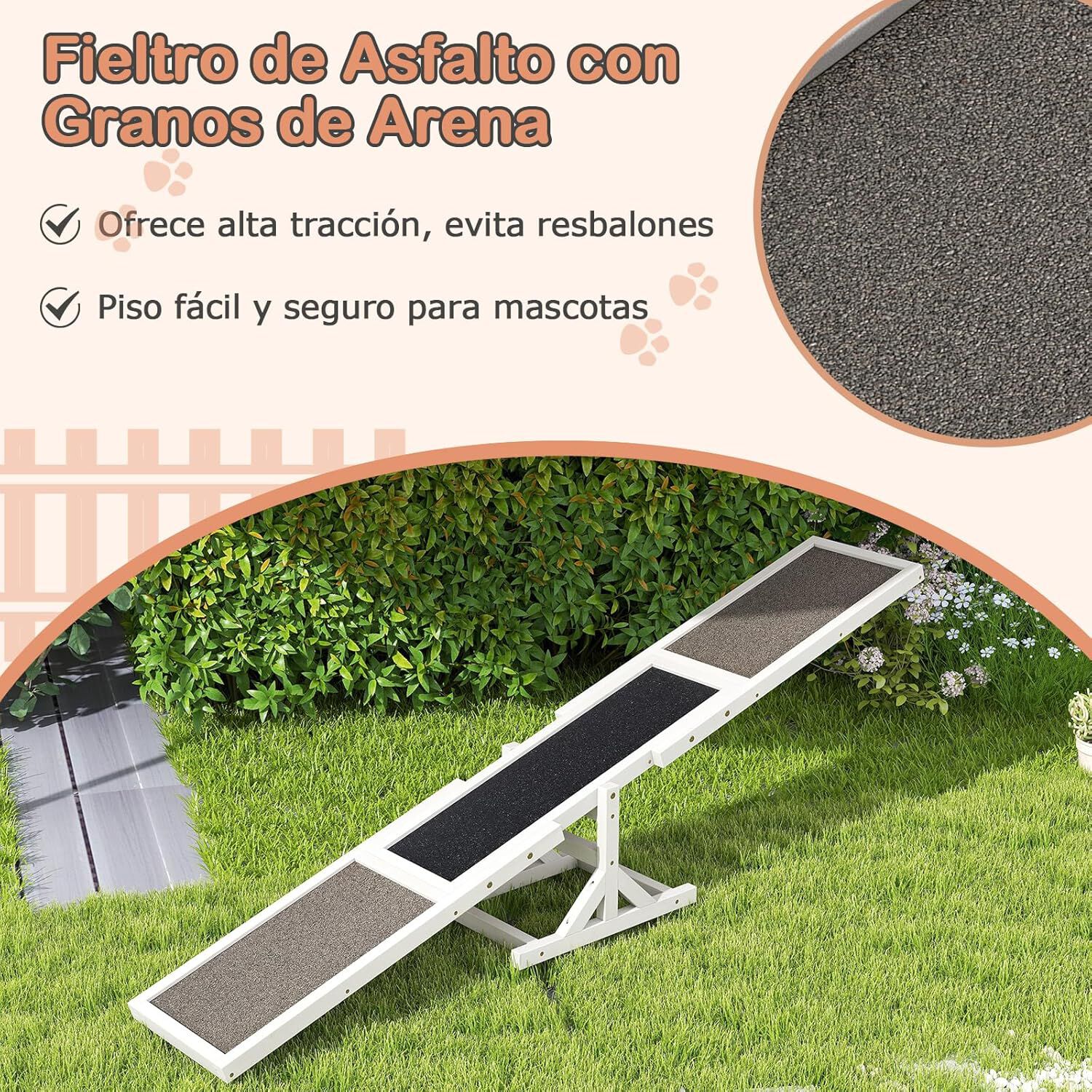 COSTWAY Balanc&iacute;n de Agilidad para Perros de Madera, Equipo de Entrenamiento con Superficie Antideslizante, Soporte Estable, Capacidad 60 kg, Ideal para Perros, Interior y Exterior (Blanco), , large Imagen numero 3