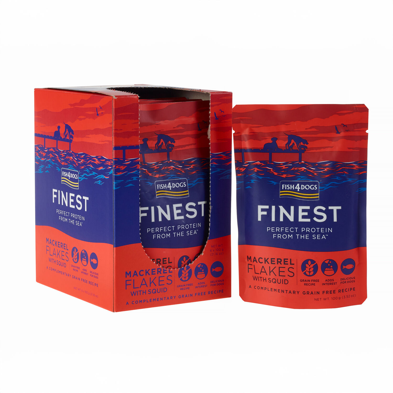 Fish4Dogs Mousse para perro sin cereales &ndash; Caballa y calamar 100 g (pack de 6), , large Imagen numero 1