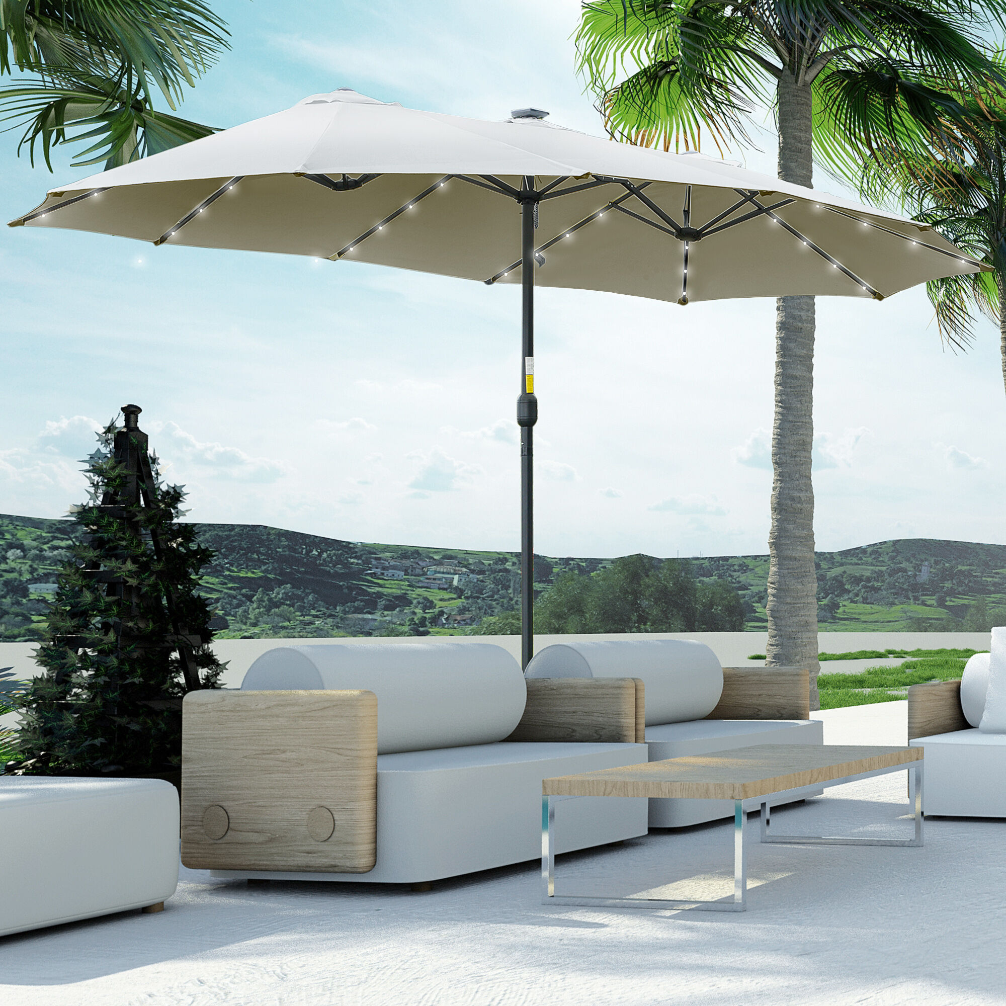 Outsunny Sombrilla Doble Gris Claro thumbnail