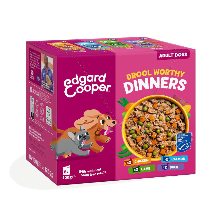 8 x 150 g Edgard & Cooper Adult Grain Free Sobres para perros - Multipack, , large Imagen numero 1