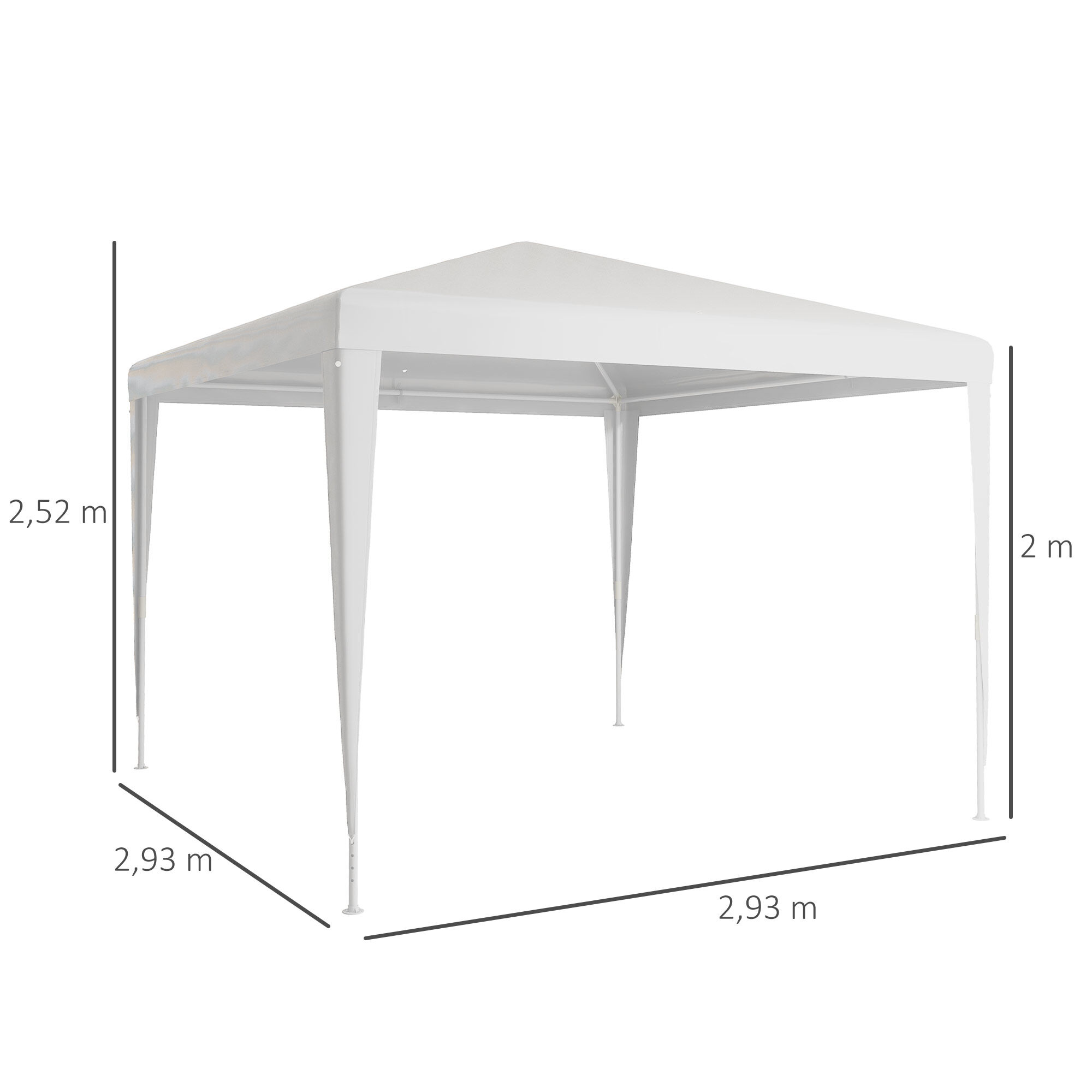 Outsunny Carpa Desmontable 3x3 m Cenador Pabell&oacute;n de Jard&iacute;n con 4 Orificios de Drenaje y Marco de Acero Gazebo para Terraza Patio Exterior Camping Blanco, , large Imagen numero 3