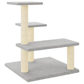 VidaXL Rascador con postes de sisal y plataformas gris claro para gatos