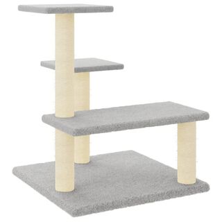 VidaXL Rascador con postes de sisal y plataformas gris claro para gatos