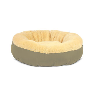 Gauty Cama Redonda Tela Impermeable y pelo beige para Perros y Gatos 