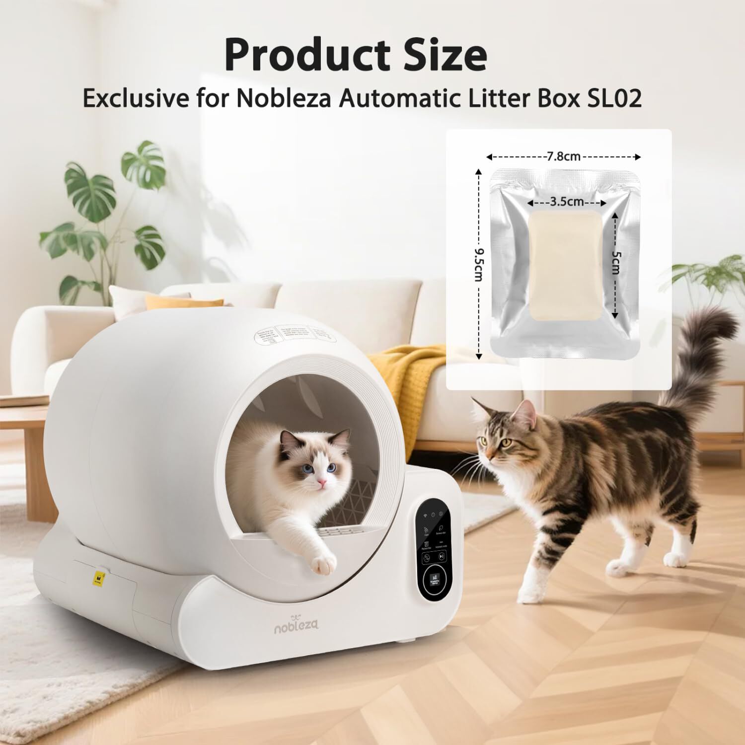 Nobleza - Eliminador de Olores para Caja de Arena Autolimpiante, Pack de 6 – Desodorante de Larga Duración para Areneros Inteligentes, Neutralizador de Olores y Seguro (Compatible con SL02) thumbnail