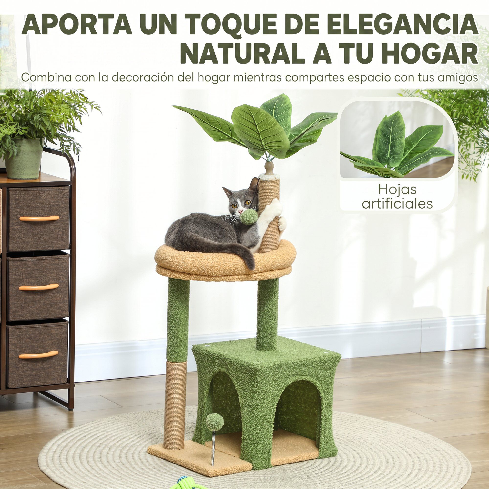 PawHut &Aacute;rbol para Gato Verde, , large Imagen numero 4
