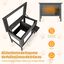 COSTWAY Casa para Gatos Aislada Exterior, Casa para Gatos de Madera con 2 Habitaciones, Divisor Removible, Techo Abatible, Puerta PVC, Recinto Elevado, Ideal para Invierno y Gatos Salvajes (Negro), , large indicador imagen numero 5