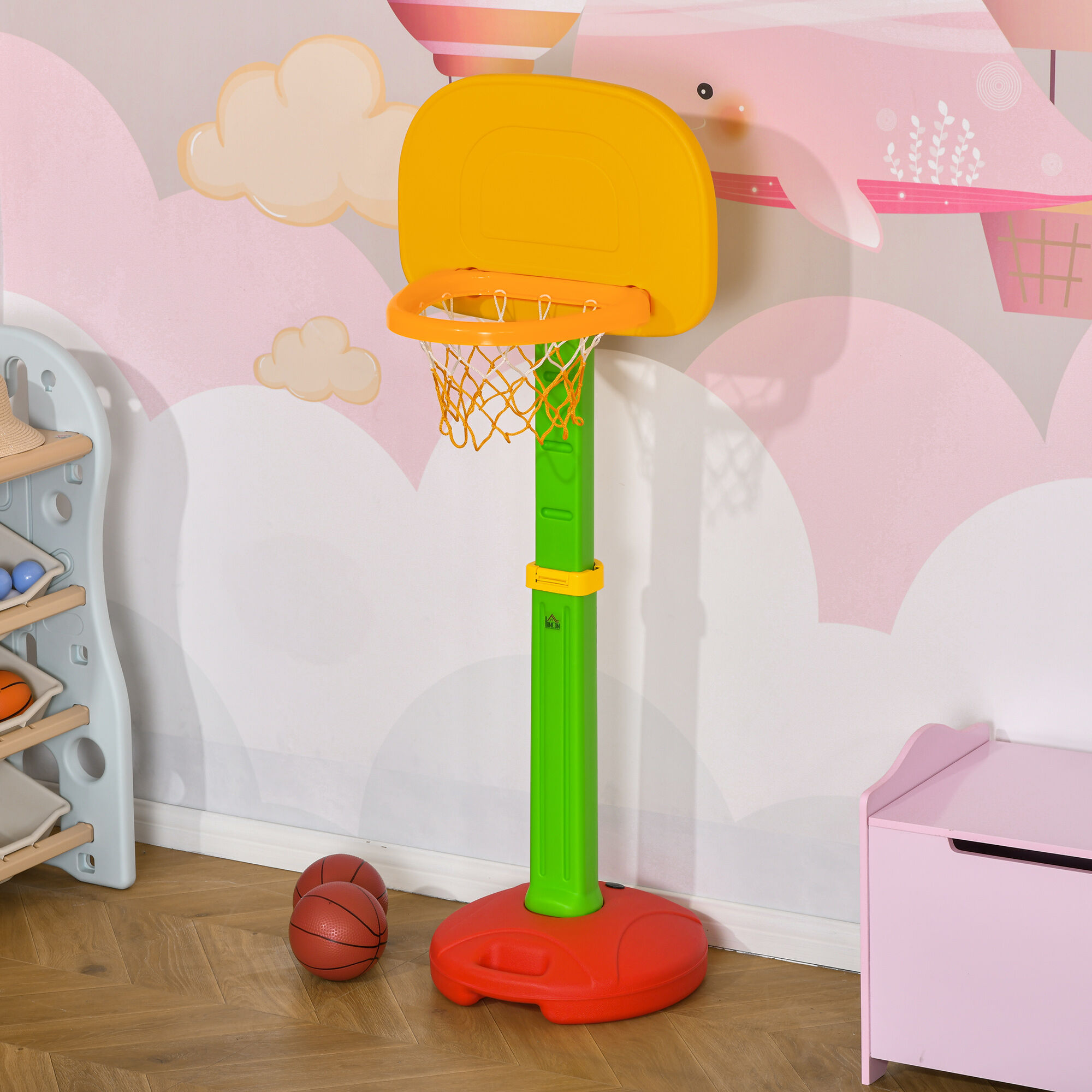 HOMCOM Canasta de Baloncesto Infantil multicolor con Altura Ajustable para ni&ntilde;os, , large Imagen numero 2