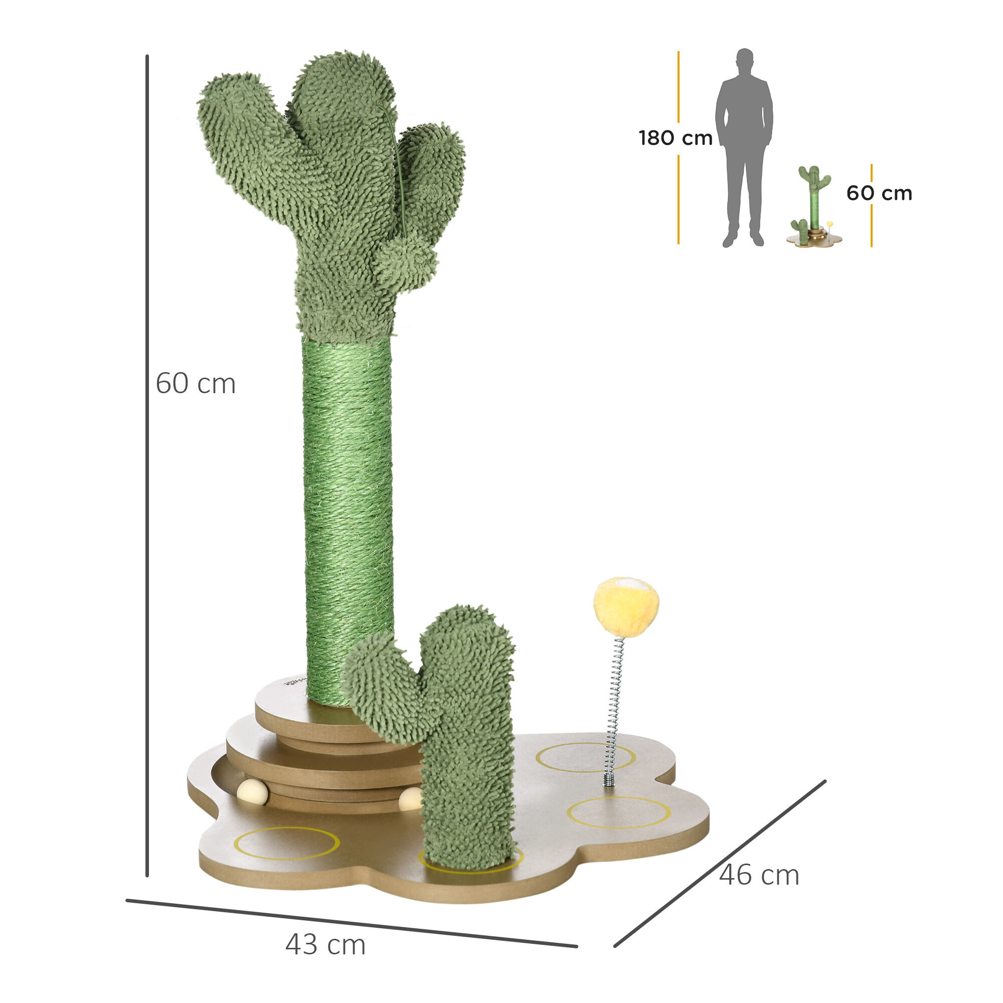 PawHut &Aacute;rbol Rascador para Gatos Peque&ntilde;os con Postes de Cactus verde, , large Imagen numero 3