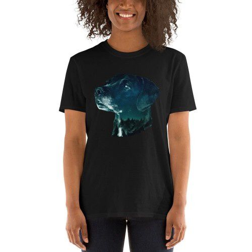 Mascochula camiseta mujer noche estrellada personalizada con tu mascota negra thumbnail