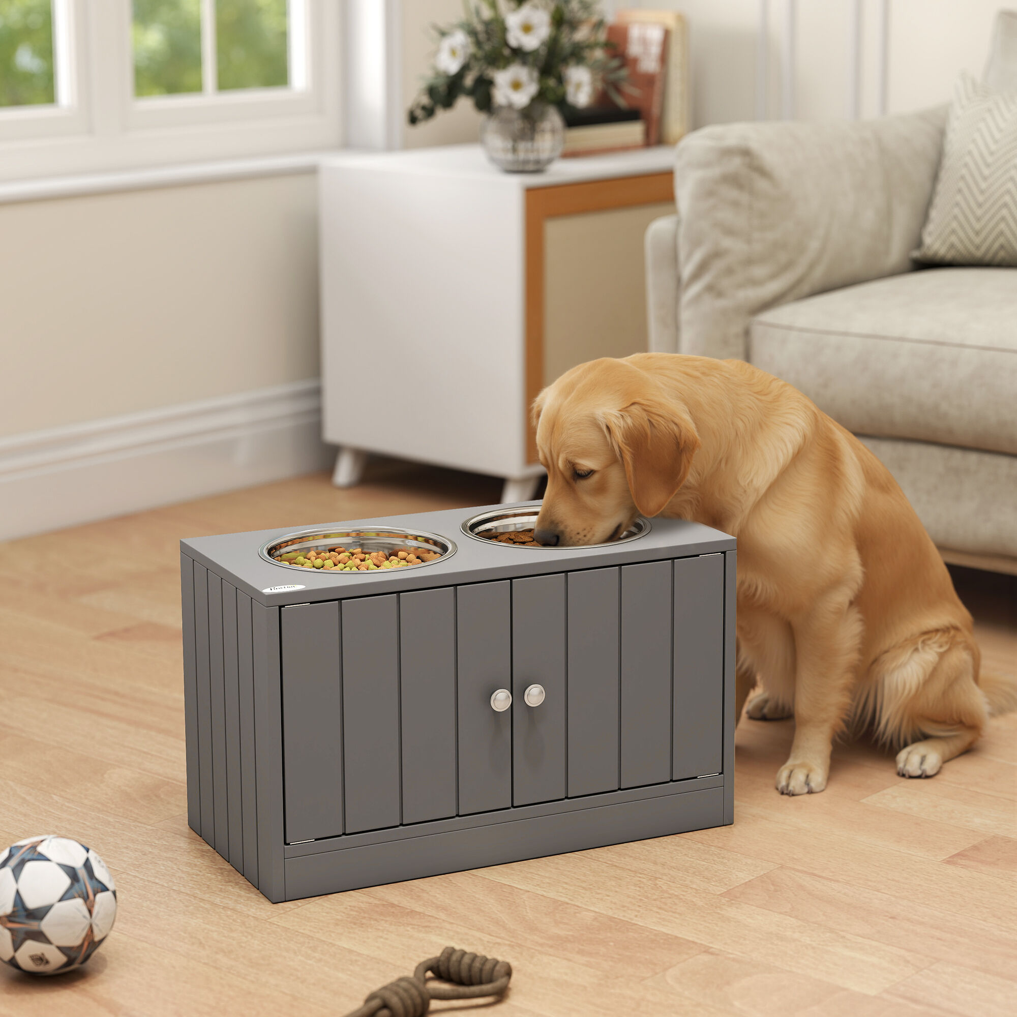 PawHut Comedero para Perro Gris, , large Imagen numero 2