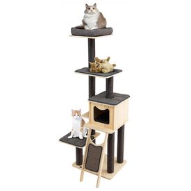 COSTWAY Árbol para Gatos de 6 Pisos con Postes de Sisal y Alfombras de Felpa Gris para gatos