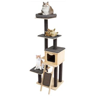 COSTWAY Árbol para Gatos de 6 Pisos con Postes de Sisal y Alfombras de Felpa Gris para gatos