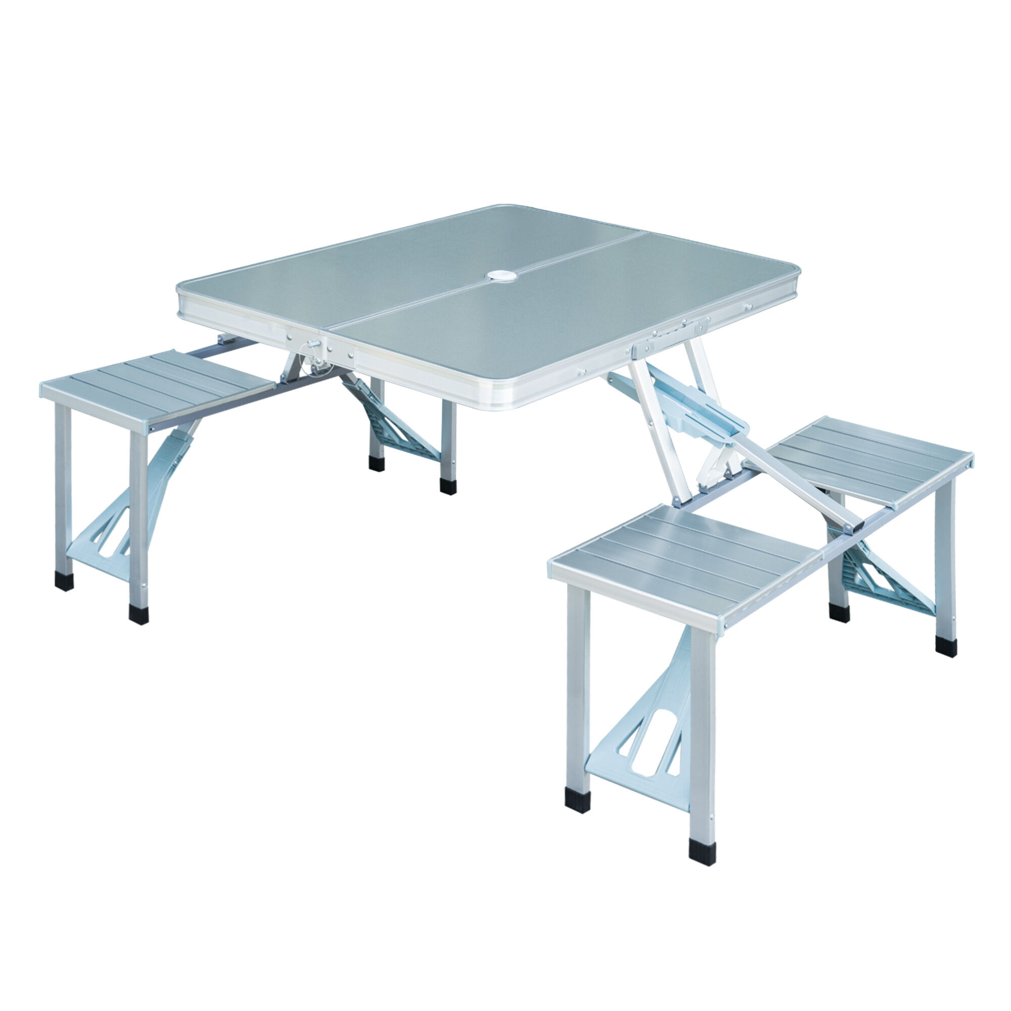 Outsunny Mesa Maleta de Camping Plegable Port&aacute;til con 4 Asientos y Agujero para Sombrilla, , large Imagen numero 1
