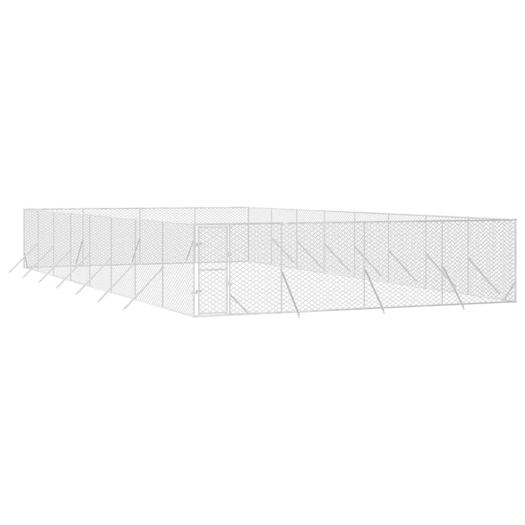 vidaXL Perrera de exterior acero galvanizado plateado 4x4x2 m, , large Imagen numero 24