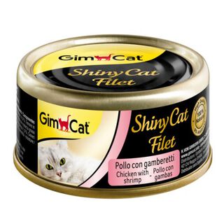 GimCat Shiny Filet pollo con gambas lata para gatos