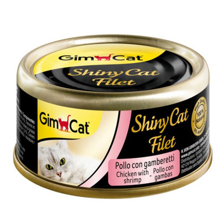 GimCat Shiny Filet pollo con gambas lata para gatos, , large image number null