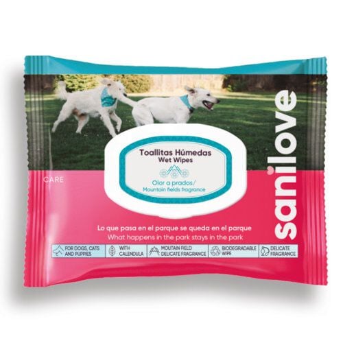 Sanilove Toallitas Húmedas Aroma Prado para perros y gatos