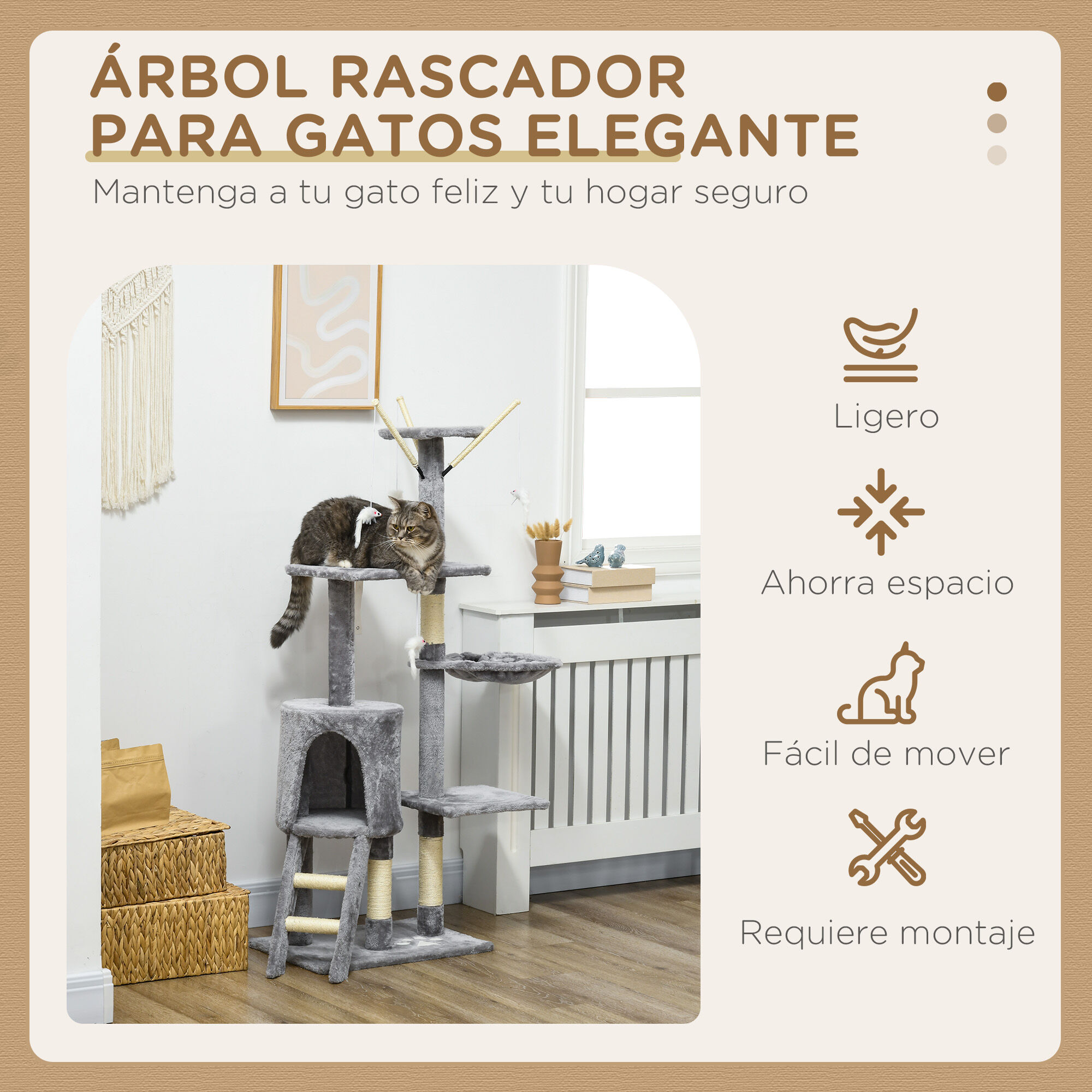 PawHut Árbol Gris para Gatos thumbnail