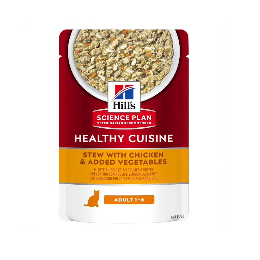 80 g Hill's Science Plan Adult Healthy Cuisine Estofado de Pollo y Verduras sobre para gatos, , large Imagen numero 1