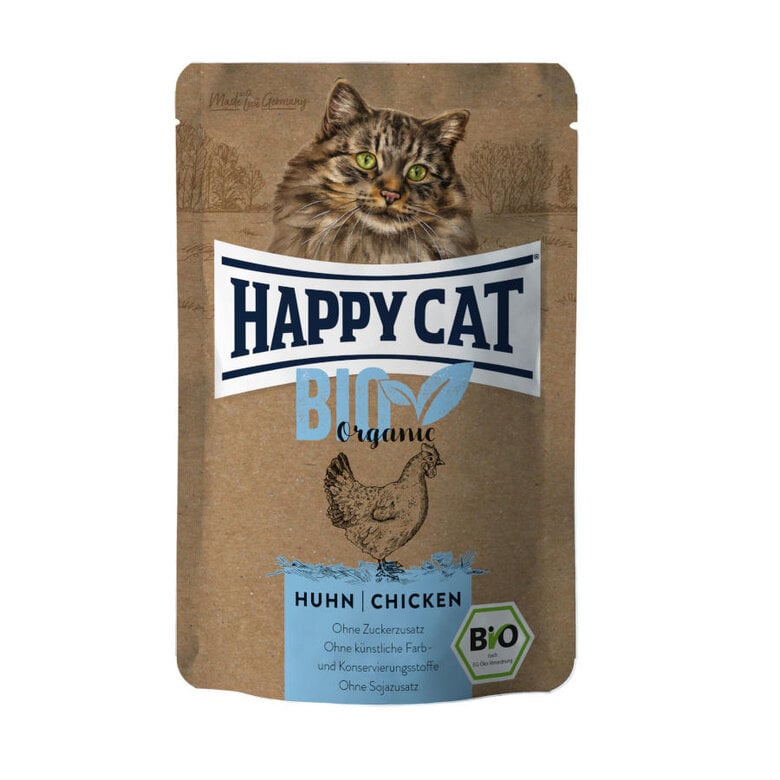 85 g Happy Cat Adultos Bio Organic Pollo sobre en salsa