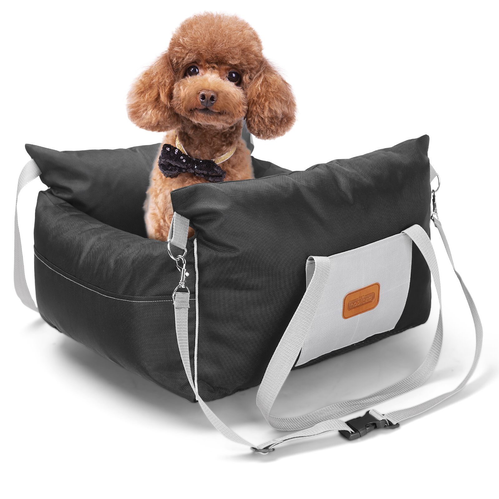 Nobleza Asiento de Coche negro con Bolsillos de Almacenamiento y Cojín Reversible para Perros Pequeños thumbnail