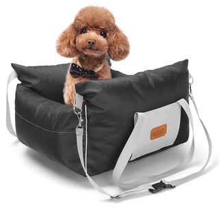Nobleza Asiento de Coche negro con Bolsillos de Almacenamiento y Cojín Reversible para Perros Pequeños 